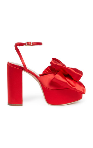 Kiki Bow-Detailed Satin Platform Sandals | Moda Operandi (Global)