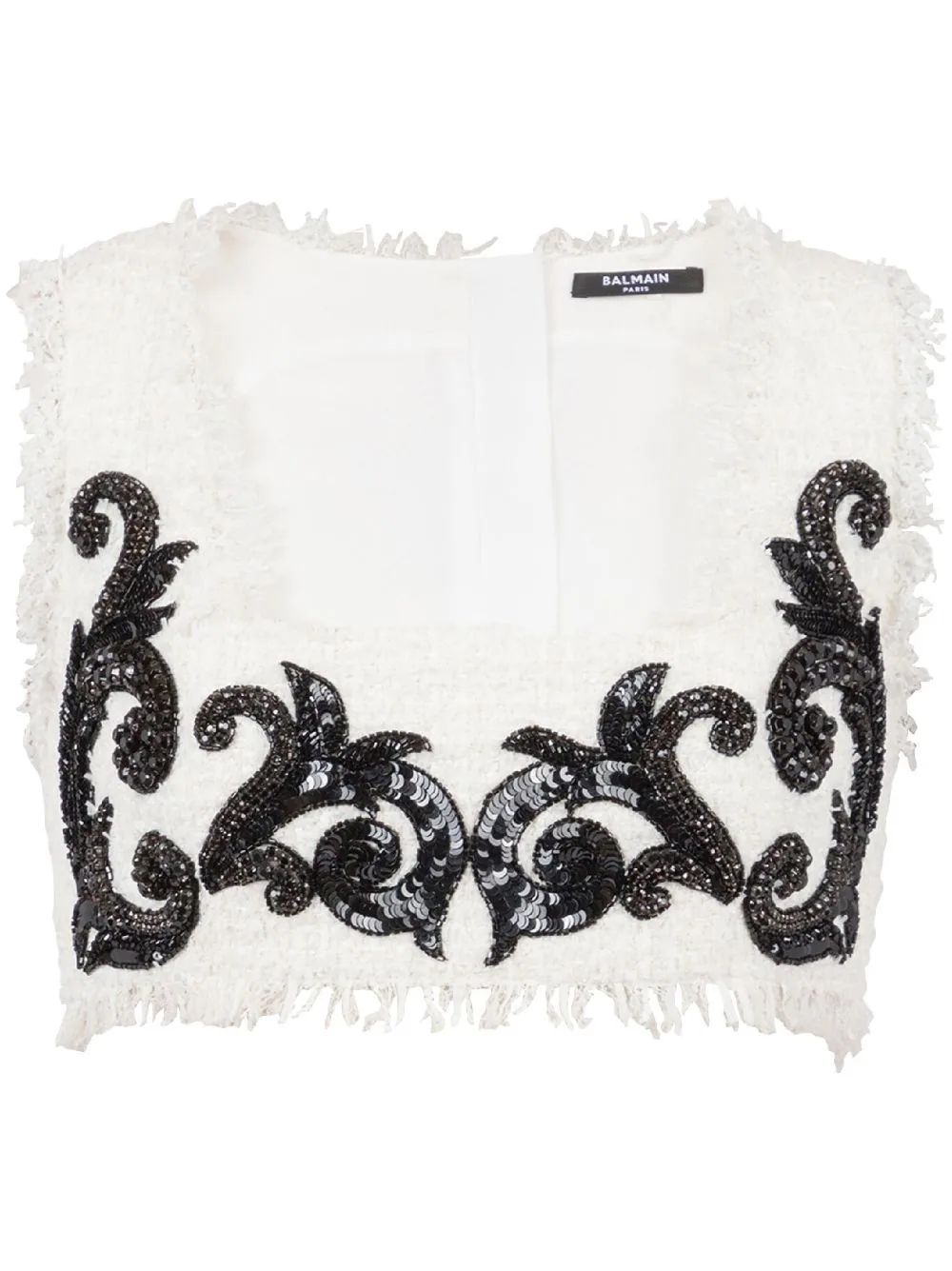 Baroque embroidered tweed crop top | Farfetch Global