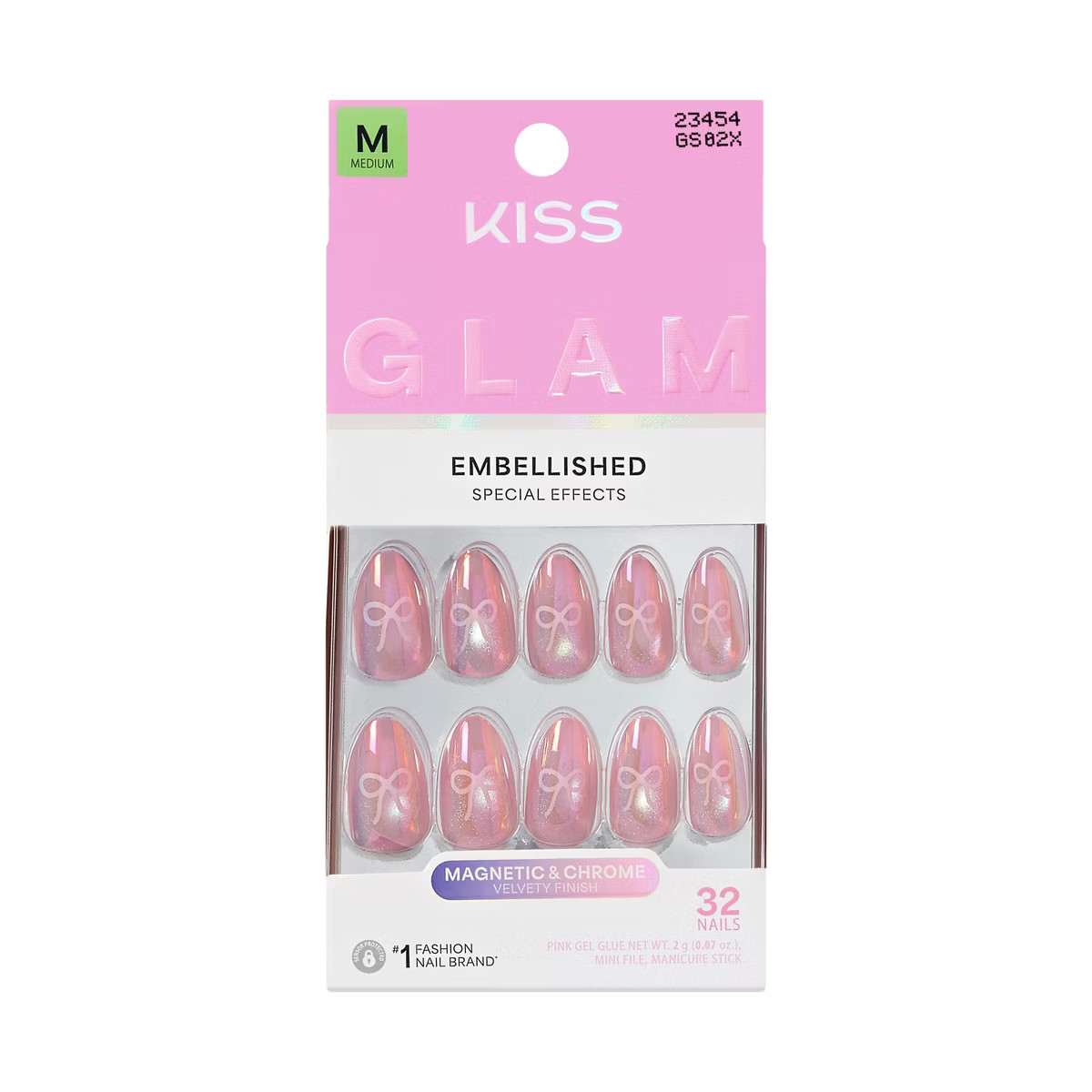 Kiss Nails GLAM Embellished Press-On Fake Nails - Medium Almond - Crystal Pop - 35ct | Target