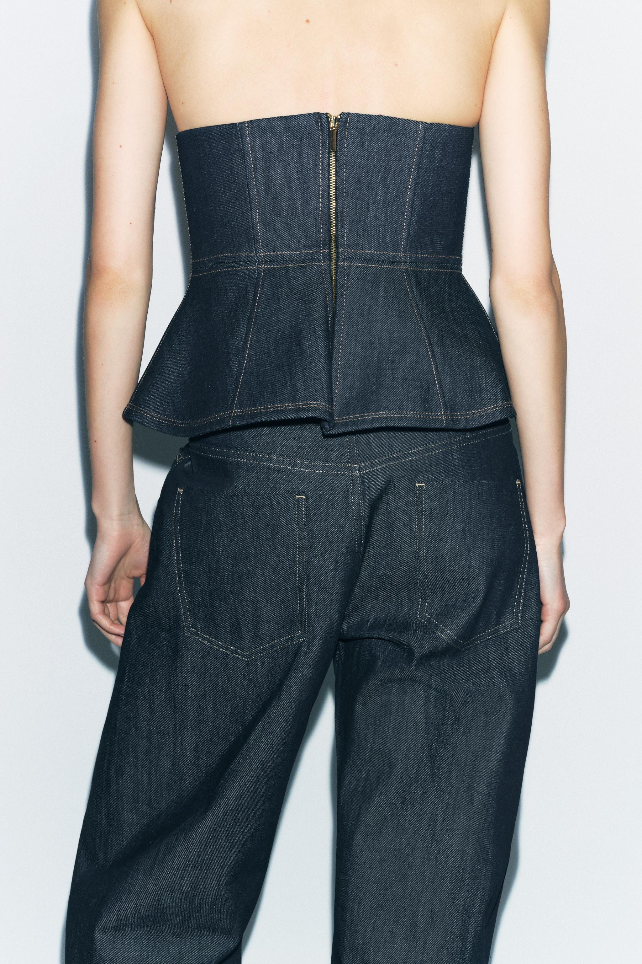 ZW COLLECTION DENIM PEPLUM BUSTIER | Zara US