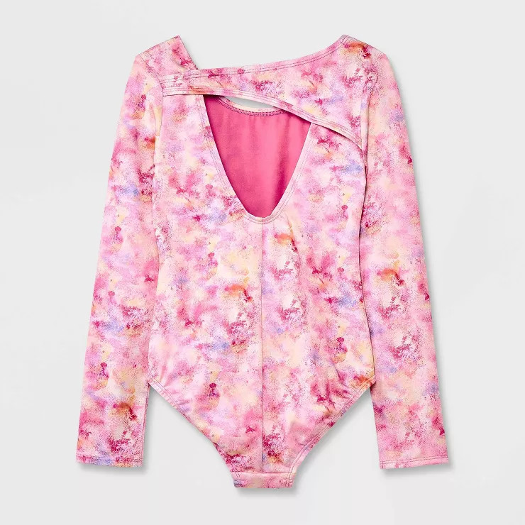 Girls' Gymnastics Floral Spray Long Sleeve Leotard - Cat & Jack™ Pink | Target