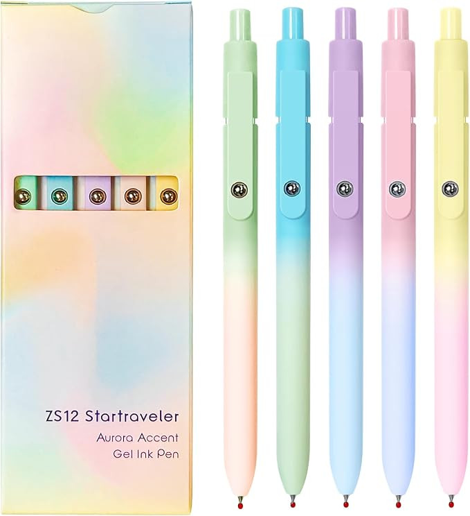 Gel Pens, 5 Pcs Black Ink Pens for Women, 0.7mm Medium Point Smooth Writing Pens with Silicone Gr... | Amazon (US)