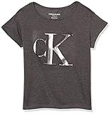 Calvin Klein Girls' Short Sleeve Logo Graphic T-Shirt, Charcoal Embossed, 12-14 | Amazon (US)