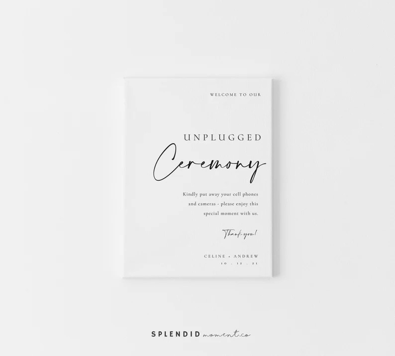 Modern Unplugged Ceremony Sign Template, Minimalist Unplugged Wedding Sign, Elegant and Minimal U... | Etsy (US)