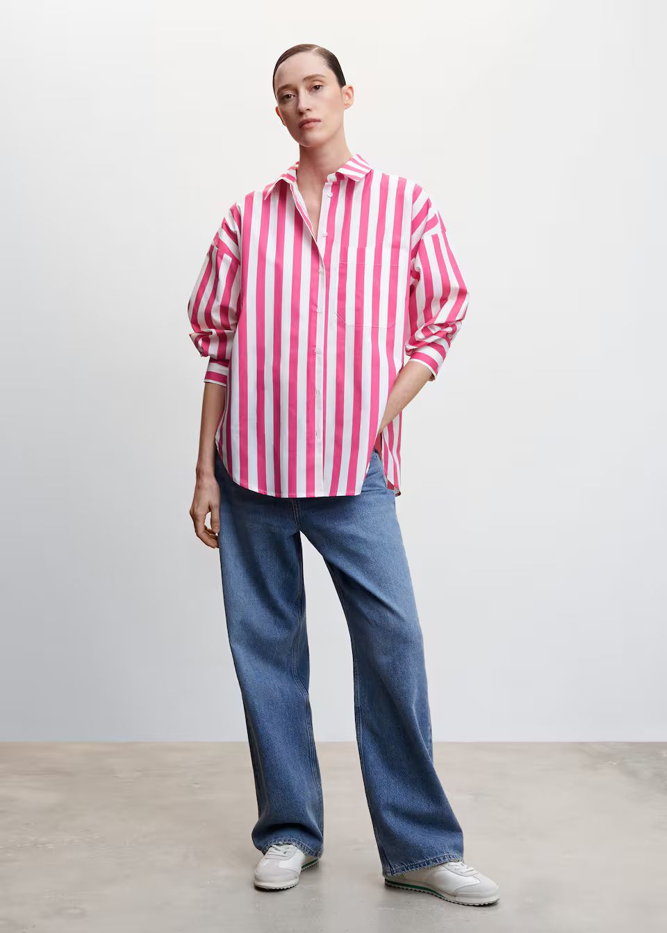 Oversize striped shirt | MANGO (US)