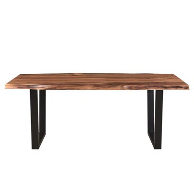 78" Brown And Black Solid Wood And Metal Dining Table | Wayfair North America