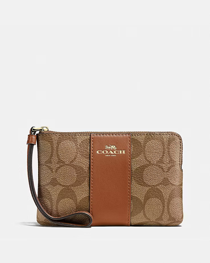 Corner Zip Wristlet In Signature Canvas | Coach Outlet US