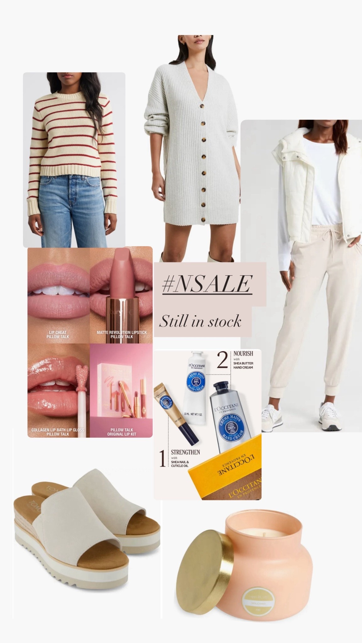 Sweater dress 
Zella joggers 
Hand/ cuticle cream 
Natural lipstick 
NSale 
Nordstrom Anniversary sale 

#LTKSaleAlert #LTKSeasonal #LTKFindsUnder50
