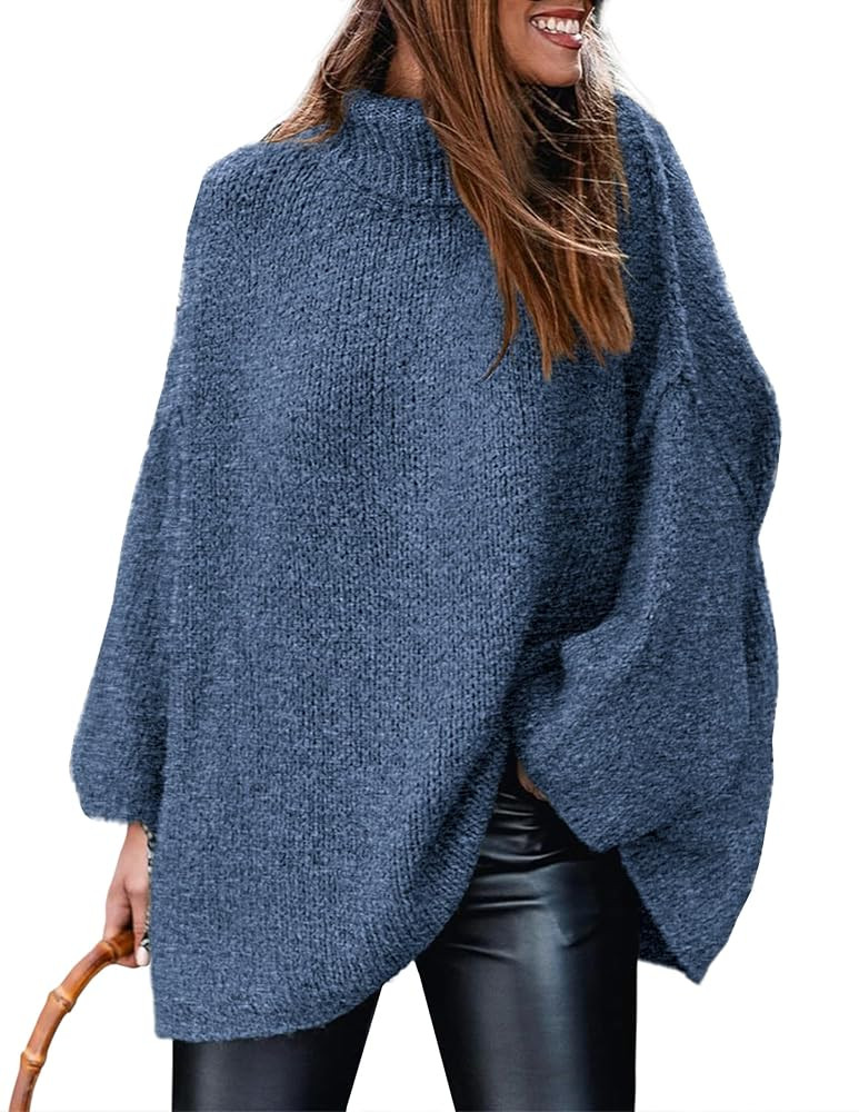 PRETTYGARDEN Women's 2025 Fall Turtleneck Oversized Sweaters Long Sleeve Chunky Knit Pullover Top... | Amazon (US)