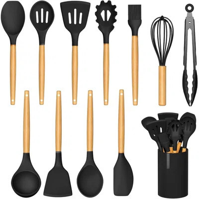 Silicone Cooking Utensils Set For Kitchen Spoons Spatula Spatulas Accessories Baking Heat Resistant Cookware De Home Rubber New Apartment Decor Plasti | Wayfair North America