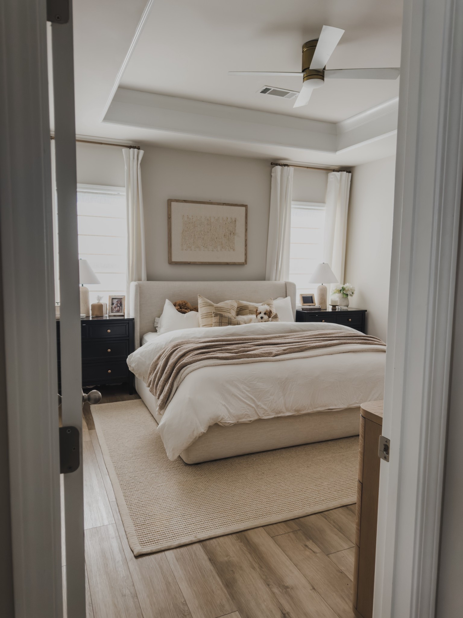 Light and airy primary bedroom styled for spring with creamy whites, textured throw pillows, a jute and wool rug and all the earthy tones.

Walmart furniture, rugs USA, wayfair finds, bedroom details, castlery bed, textured art, Loloi, wool rugs, jute rugs, joss and main, shop the look!

#LTKHome #LTKSaleAlert