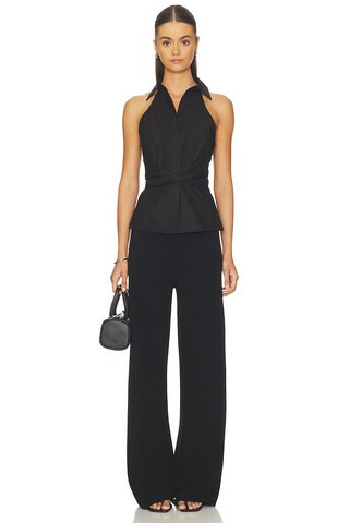 Evie Button Up Top in Black | Revolve Clothing (Global)