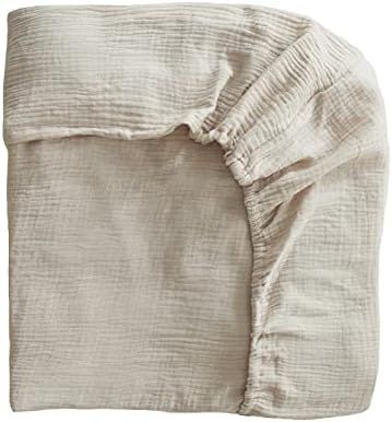 mushie Extra Soft Muslin Fitted Crib Sheet | 28"x 52" (Fog) | Amazon (US)