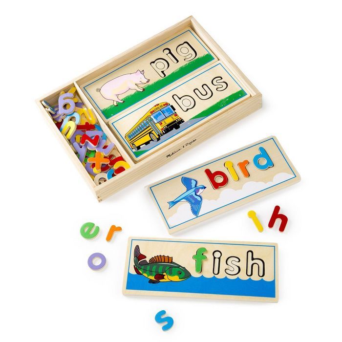 Melissa & Doug See & Spell Wooden Educational Toy With 8 Double-Sided Spelling Boards and 64 Lett... | Target