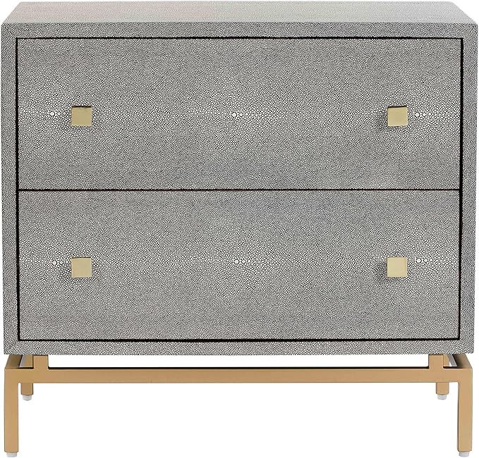 Tov Furniture Pesce 2-Drawer Shagreen Nightstand with Brass Legs and Handles | End Table with Sto... | Amazon (US)