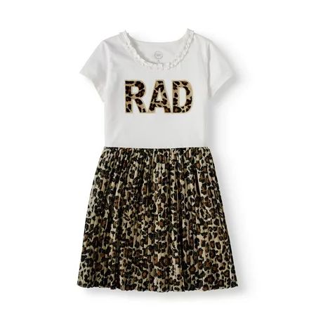 Wonder Nation Short Sleeve Pleated Skirt Dress (Little Girls, Big Girls and Big Girls Plus) | Walmart (US)