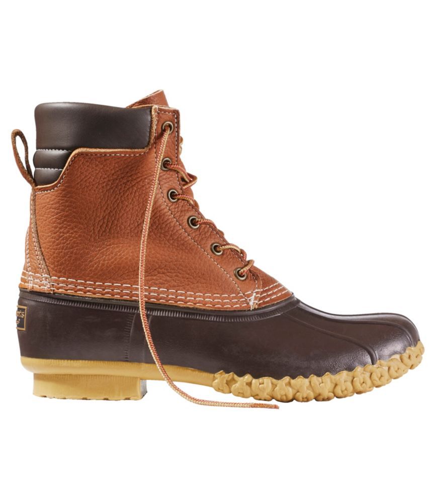 Men's Bean Duck Boots, 8" Tumbled Leather Tan/Brown 11(D), Leather/Rubber L.L.Bean | L.L. Bean