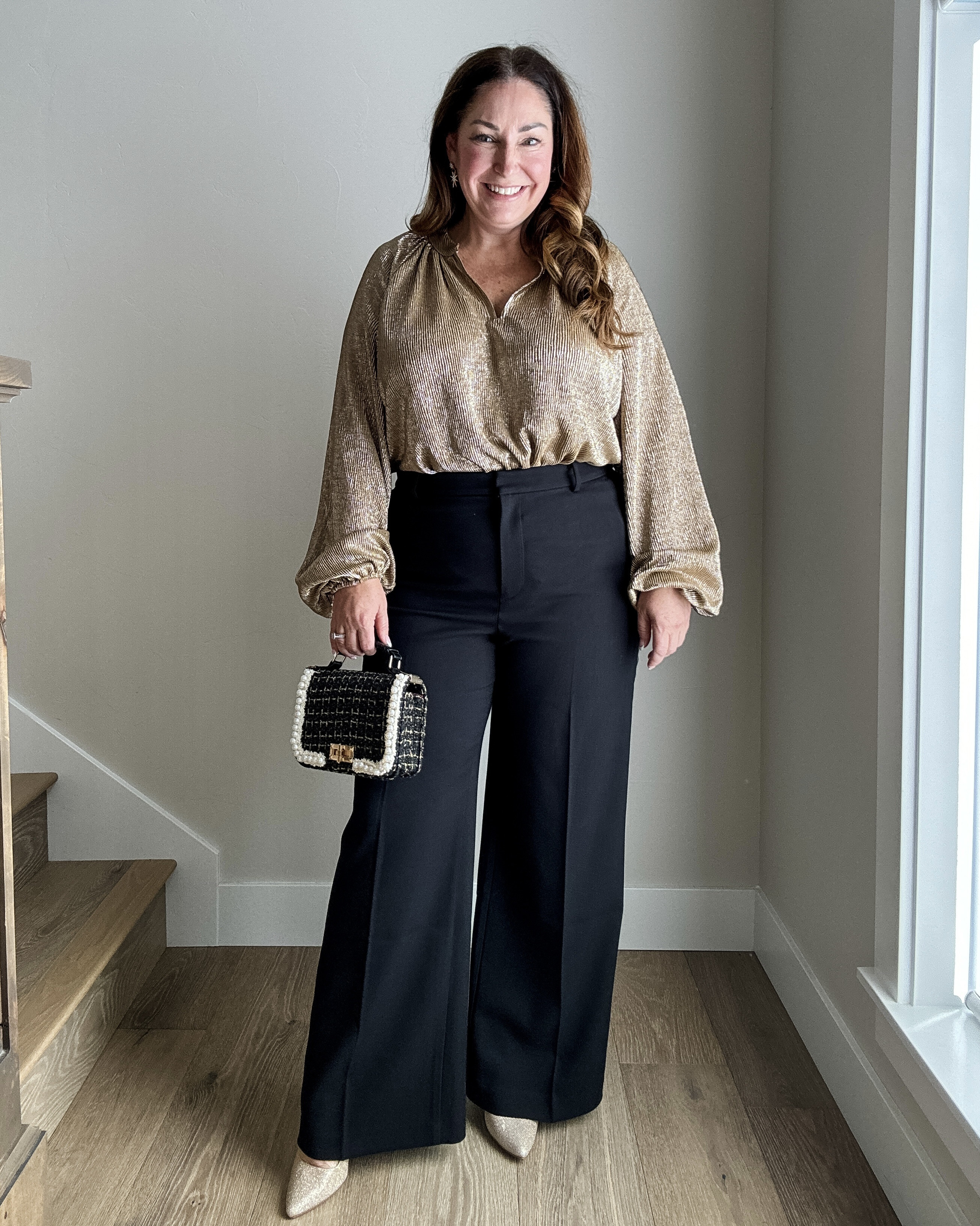 Loft Holiday Party Outfit
Fit Tips: Top tts, L // Pants, 14 (size up if in between)

Gold top, black wide leg pants, amazon accessories, loft style, holiday outfit, holiday look, Christmas, thanksgiving, new years, event outfit

#LTKHoliday #LTKMidsize #LTKSeasonal