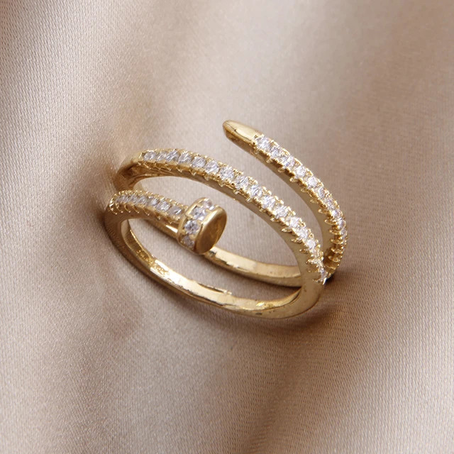 Anillos ajustables multicapa de circón para mujer, joyería delicada de oro de 14k, anillos de u... | Aliexpress EU