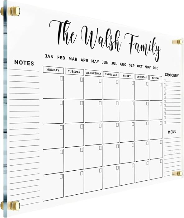 FAMILY NAME CALENDAR Personalized Acrylic Wall Calendar - Personalized Calendar 2026, Horizontal ... | Amazon (US)