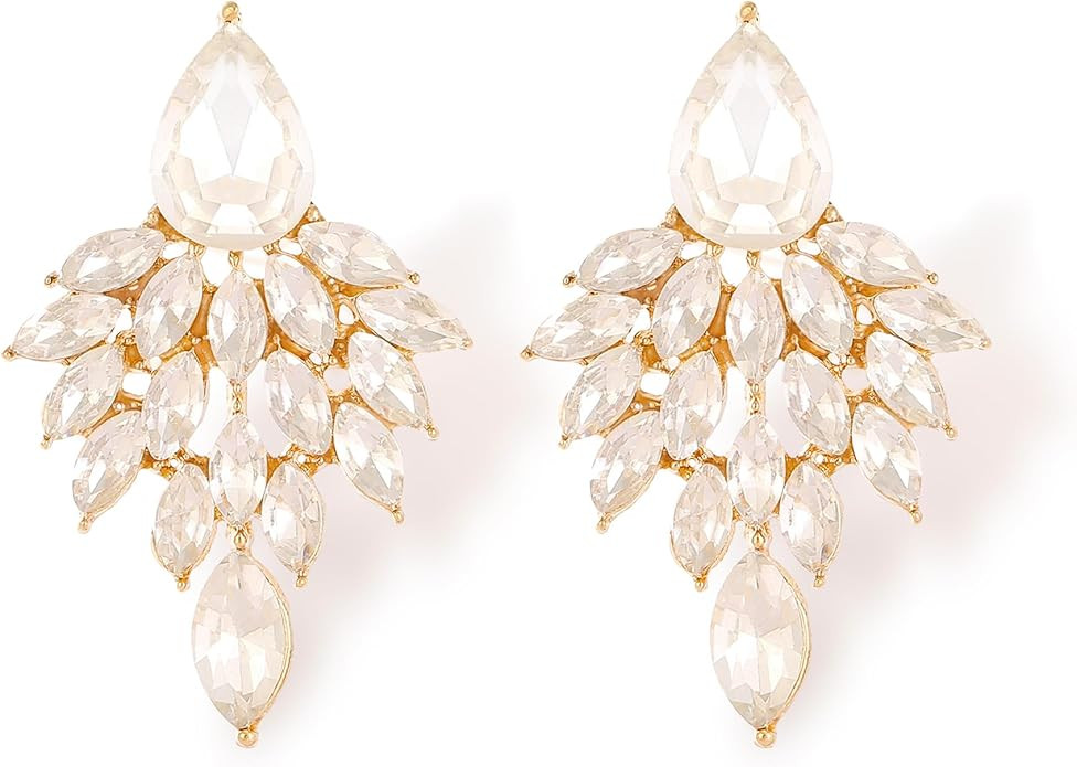 ATIMIGO Rhinestone Cluster Drop Earrings Elegant Crystal Statement Earrings Bridal Wedding Prom E... | Amazon (US)