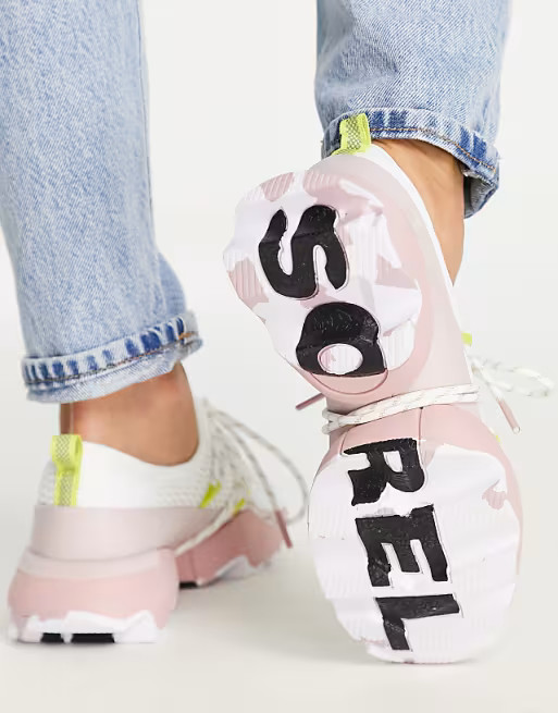 Sorel Kinetic Impact lace up sneakers in white and pink  | ASOS | ASOS (Global)