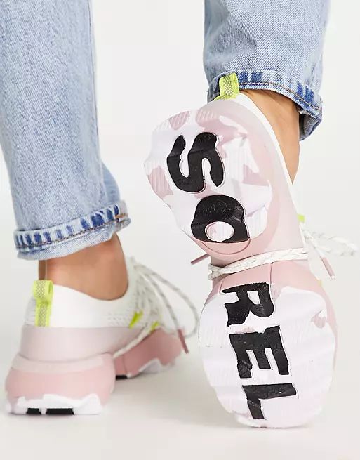 Sorel Kinetic Impact lace up sneakers in white and pink  | ASOS | ASOS (Global)