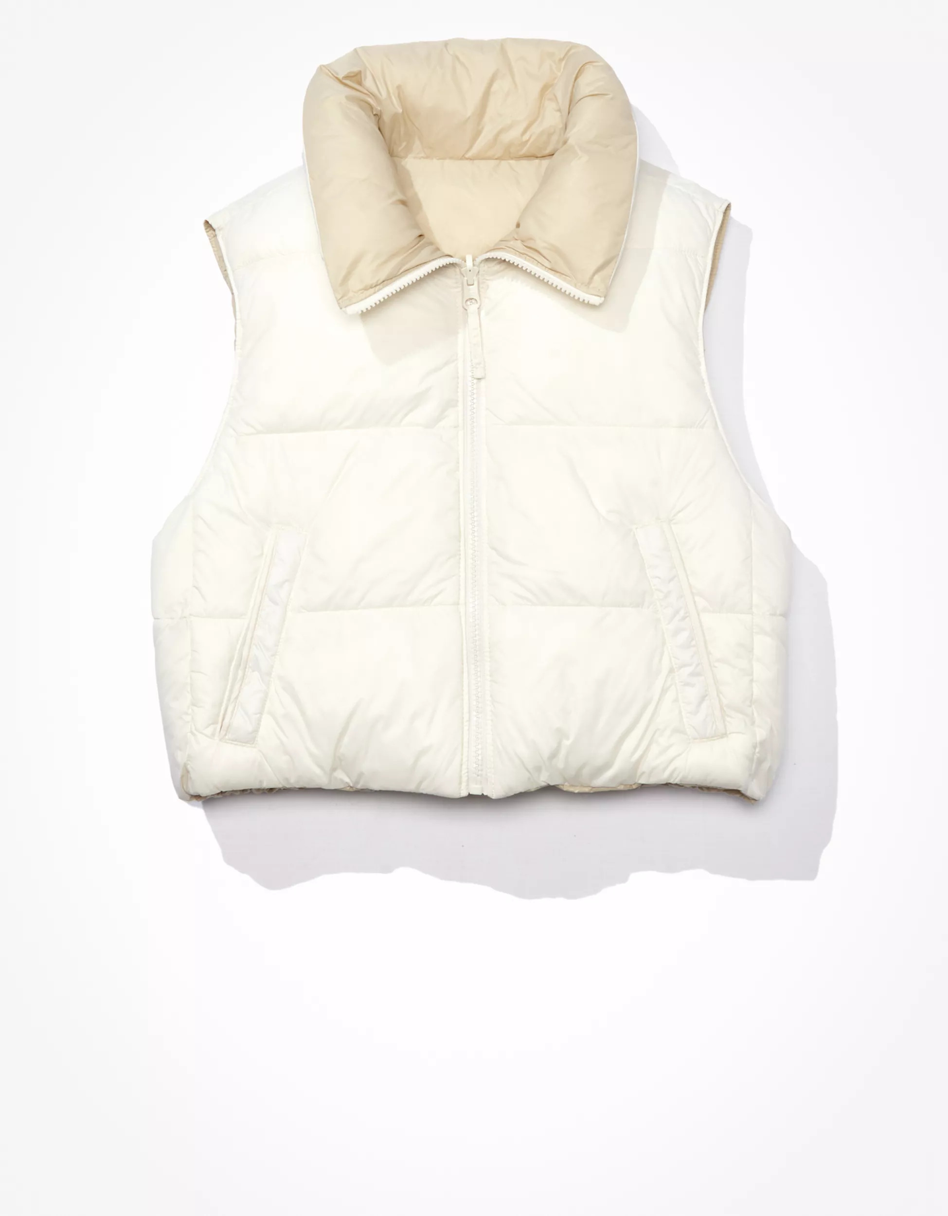 AE Cropped Reversible Puffer Vest | American Eagle Outfitters (US & CA)