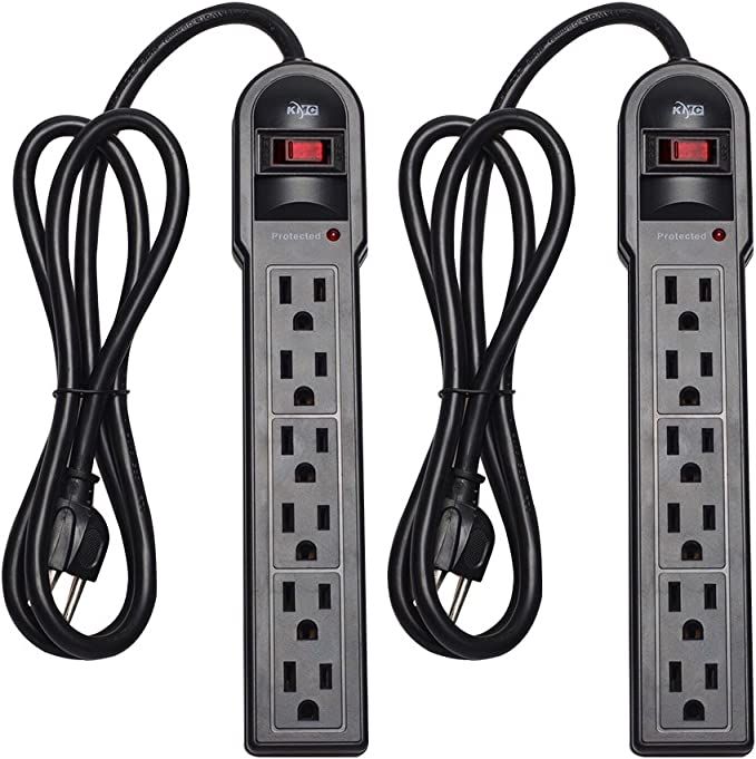 KMC 6-Outlet Surge Protector Power Strip 2-Pack, 900 Joules, 4-Foot Extension Cord, Overload Prot... | Amazon (US)
