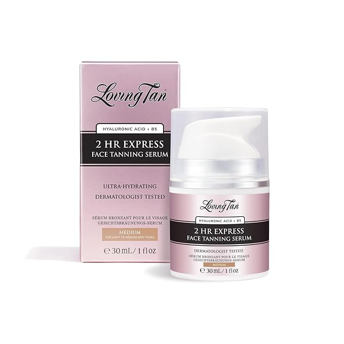 Loving Tan NEW 2 Hr Express Face Tanning Serum, Medium - Hydrating, Natural-Looking Glow Sunless ... | Amazon (US)
