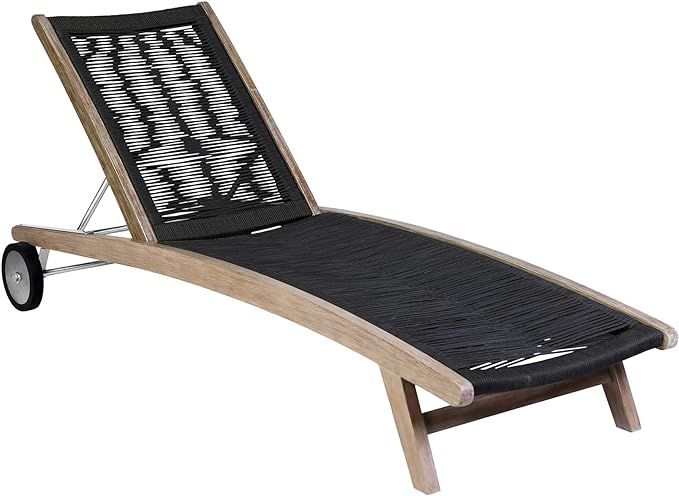 Armen Living Chateau Modern Outdoor Patio Chaise Lounge Chair, Charcoal Rope and Eucalyptus | Amazon (US)