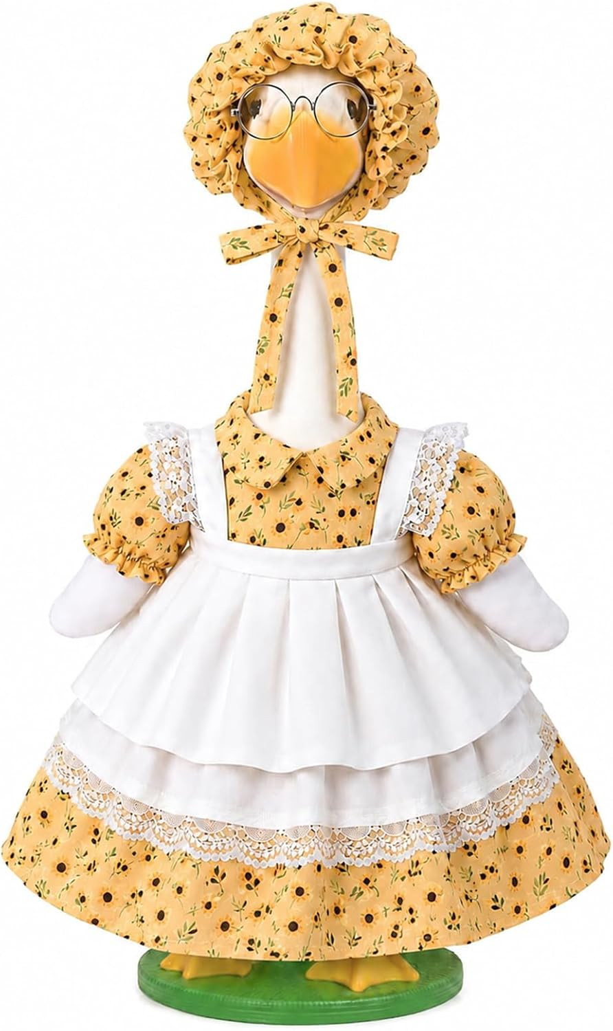 JcHrmers Fall Porch Goose Outfits Sunflower Lawn Goose Clothes with White Apron Lace Trim Fits 23" Cement Plastic Goose Statue for Autumn Thanksgiving Harvest Farmhouse Yard Garden Home Decor | Amazon (US)