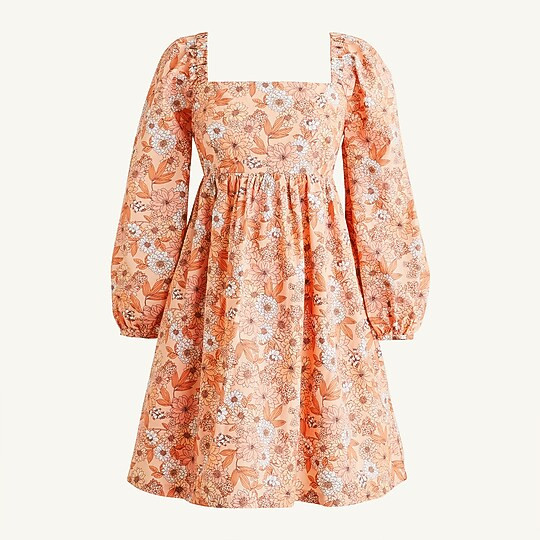 Squareneck cotton poplin dress in zinnia floral | J. Crew US