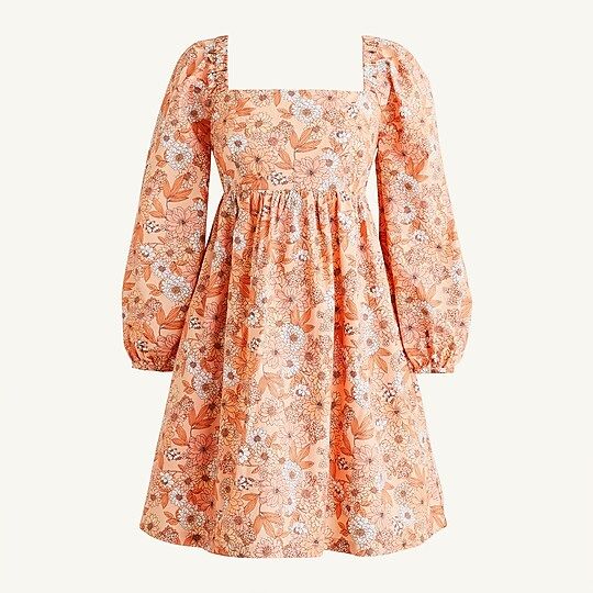 Squareneck cotton poplin dress in zinnia floral | J.Crew US