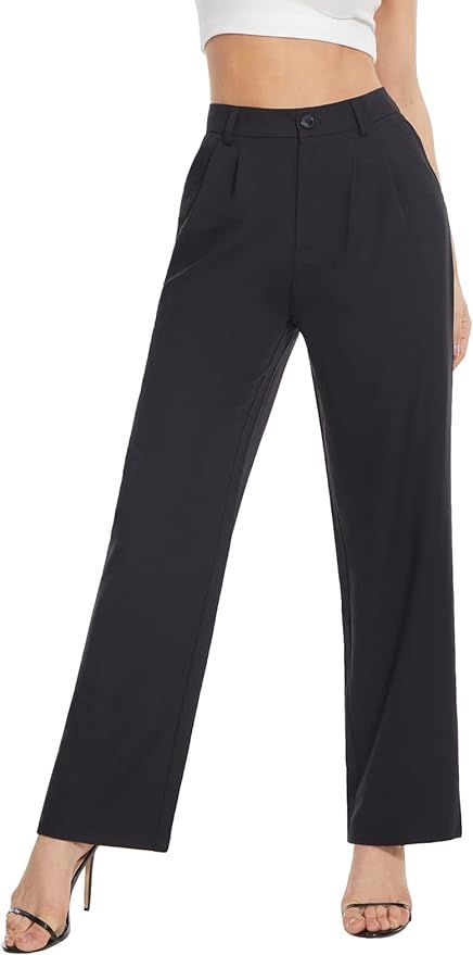 Tapata Womens Wide Leg Pants High Waist Straight Leg Casual Stretch Comfy Pockets Relaxed Fit | Amazon (US)