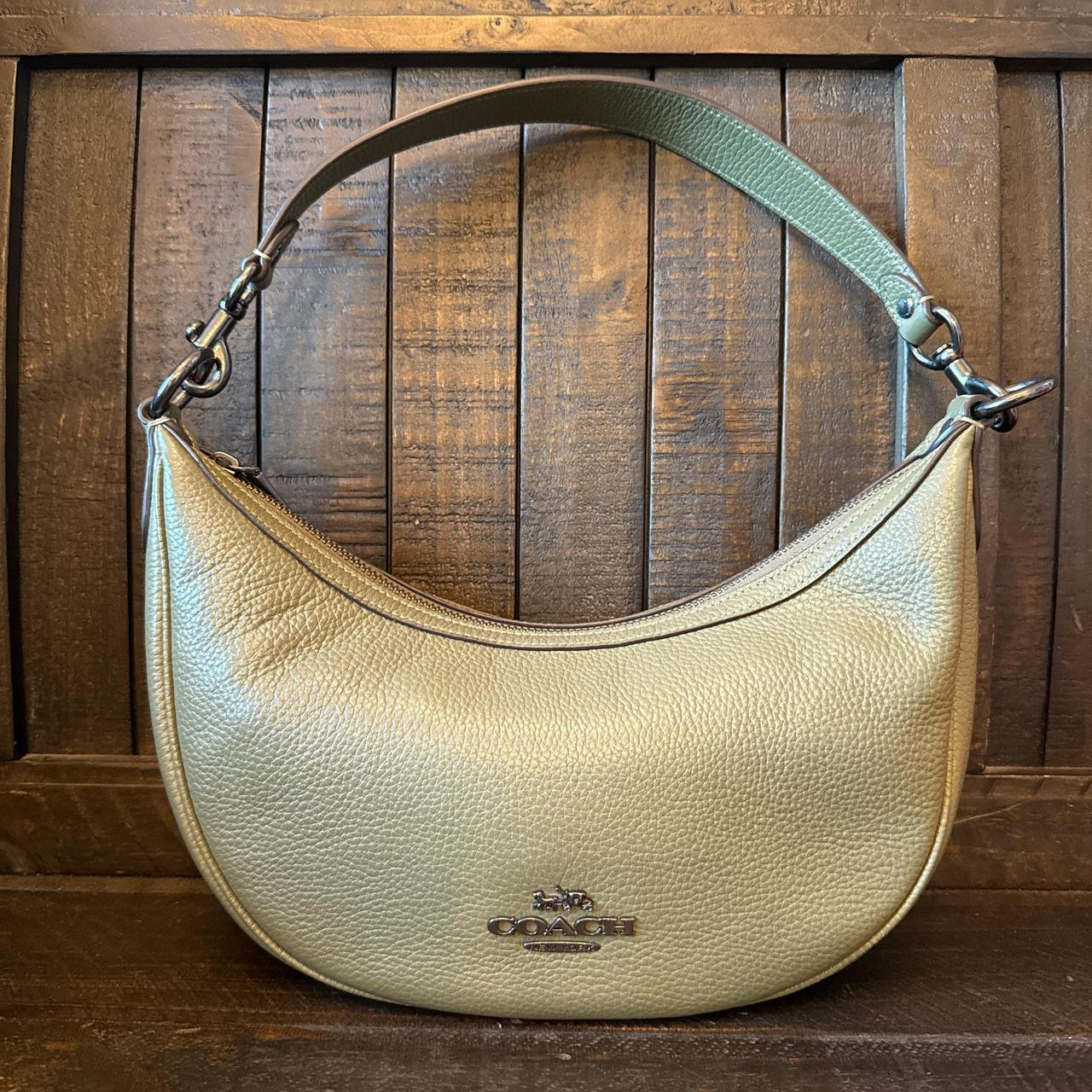 Coach Women's Shoulder bags - Gold/Green | Depop US