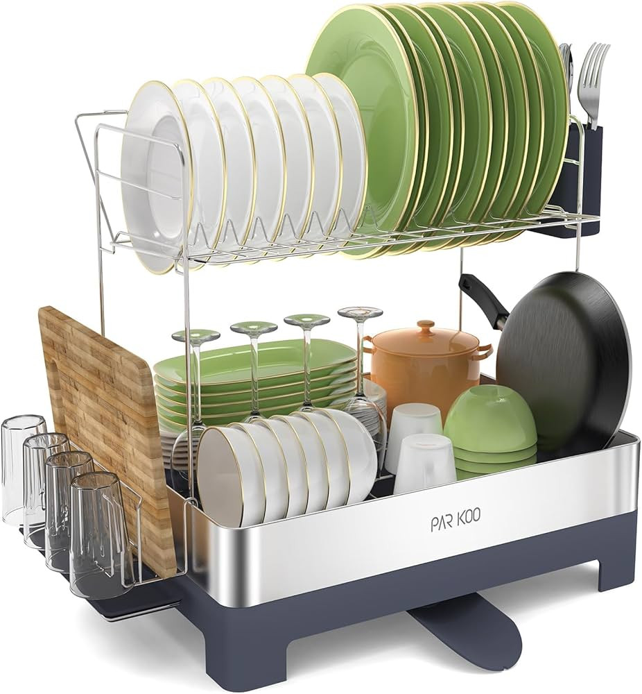 ParKoo Large Dish Drying Rack, Dish Racks for Kitchen Counter, 2 Tier Stainless Steel Dish Draine... | Amazon (US)