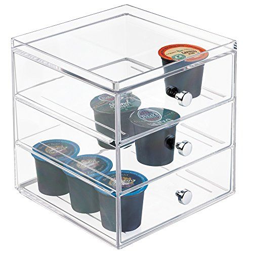 mDesign Single Serve Coffee Pod Holder for Kitchen Pantry, Countertops - Holds 27 Capsules, Clear | Amazon (US)