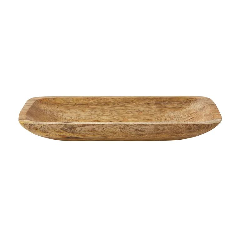 Better Homes & Gardens 12" x 6" Hand Carved Wood Tray by Dave & Jenny Marrs - Walmart.com | Walmart (US)