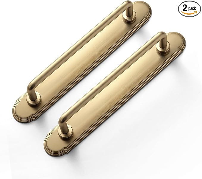 Goo-Ki 2 Pack 5'' Center to Center Champagne Bronze Cabinet Bar Pulls with Orbit Rim Backplate Mo... | Amazon (US)