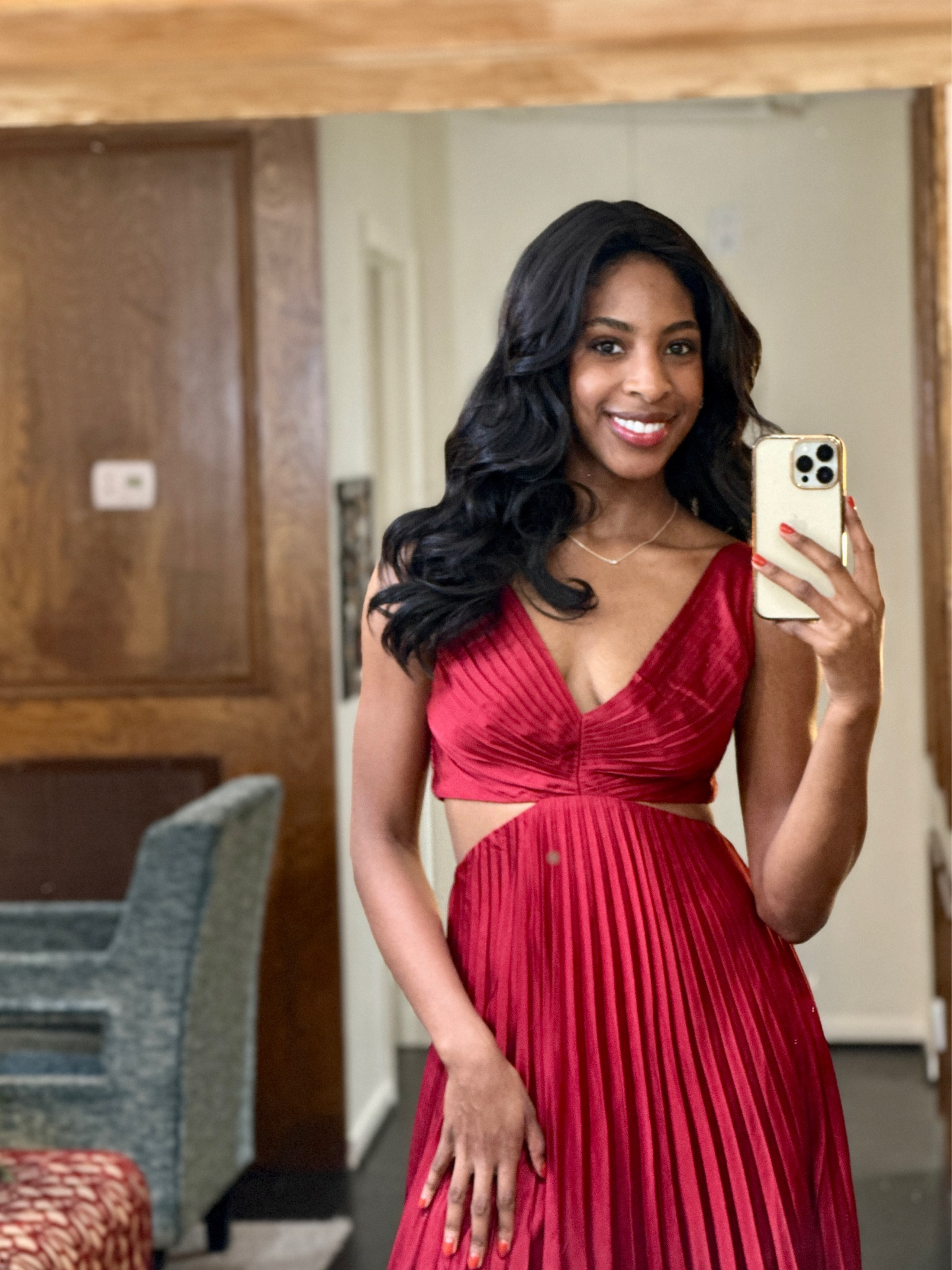 Obsessed with this red holiday dress! 😍 Abercrombie is absolutely killing it with their holiday collection. 🎄❤️ Tap to shop! 

#HolidayStyle #AbercrombieStyle #RedDressSeason #LTKHoliday”

This version highlights the festive vibe, encourages shopping, and uses hashtags to increase visibility!