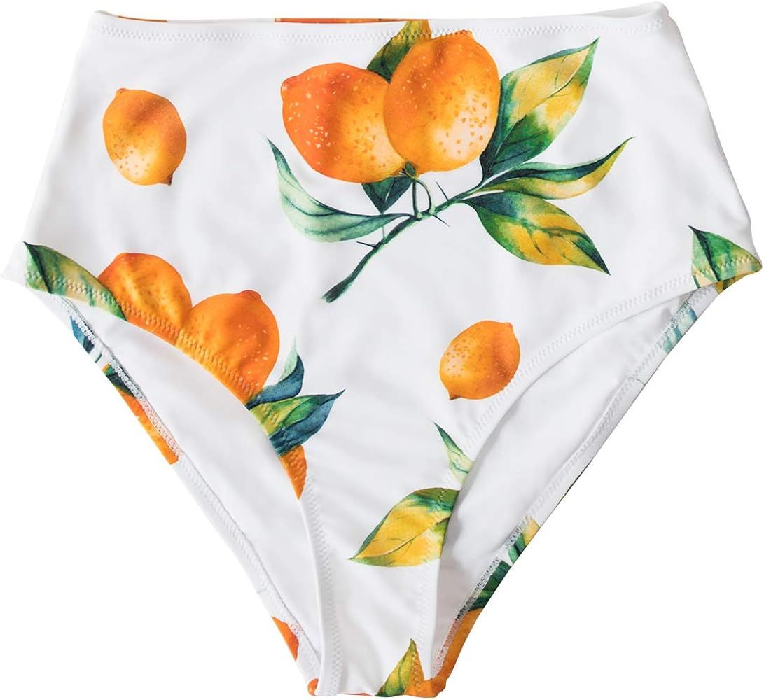 CUPSHE Women's High Waist Bikini Bottom Floral Print Bathing Suit | Amazon (US)