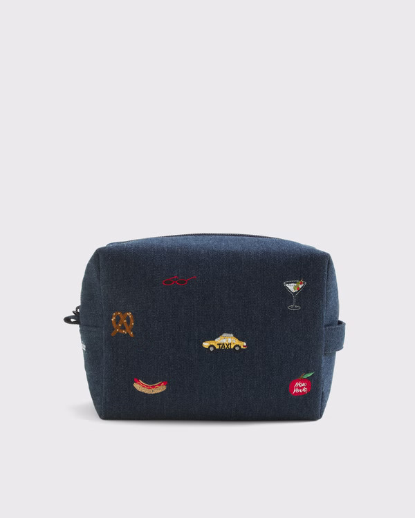 Embroidered Denim Pouch | Abercrombie & Fitch (US)