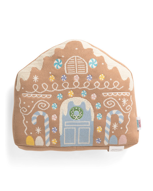 18x16 Gingerbread House Shaped Pillow | TJ Maxx