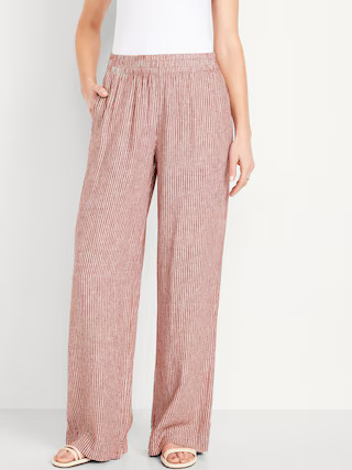 High-Waisted Linen-Blend Wide-Leg Pants | Old Navy (US)