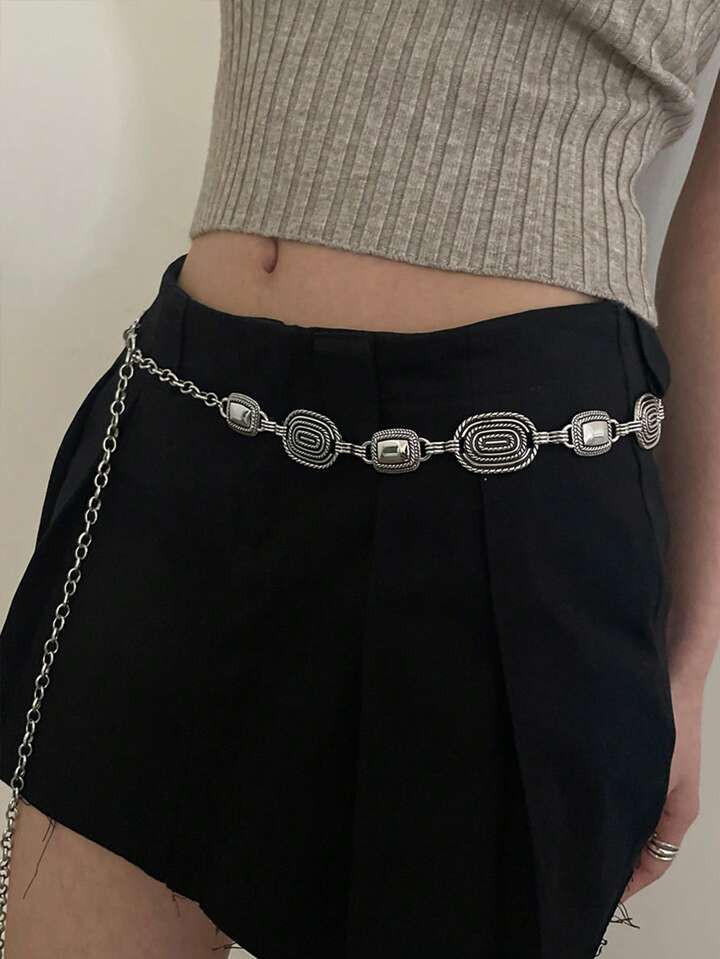 1pc Silver-Tone Alloy Carved Flower Design Women's Waist Chain Boho | SHEIN
