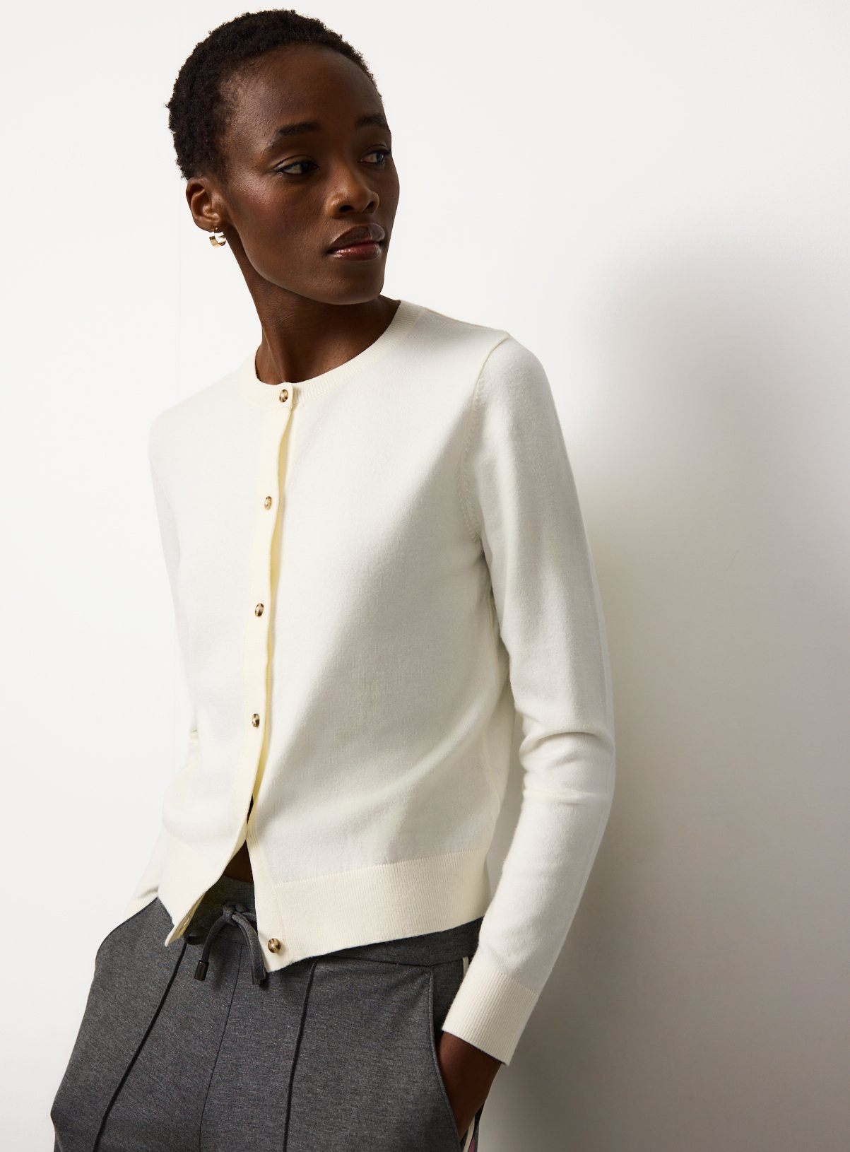 Cream Soft Touch Button Cardigan | Tu Clothing