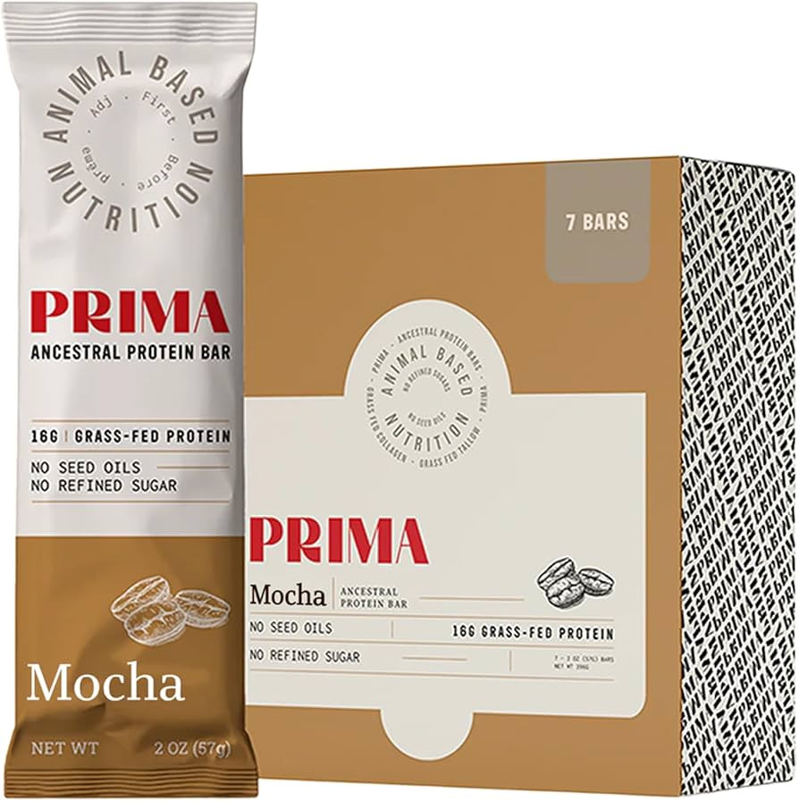 PRIMA ANCESTRAL PROTEIN BAR Grass Fed Protein Bars, 7 Pack – Animal-Based Protein Bar with Beef... | Amazon (US)
