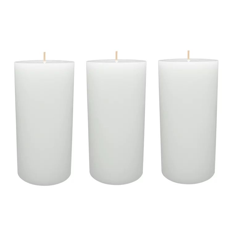 Mainstays Unscented Pillar Holiday Candles, 3-Pack, 3x6 inches, White | Walmart (US)