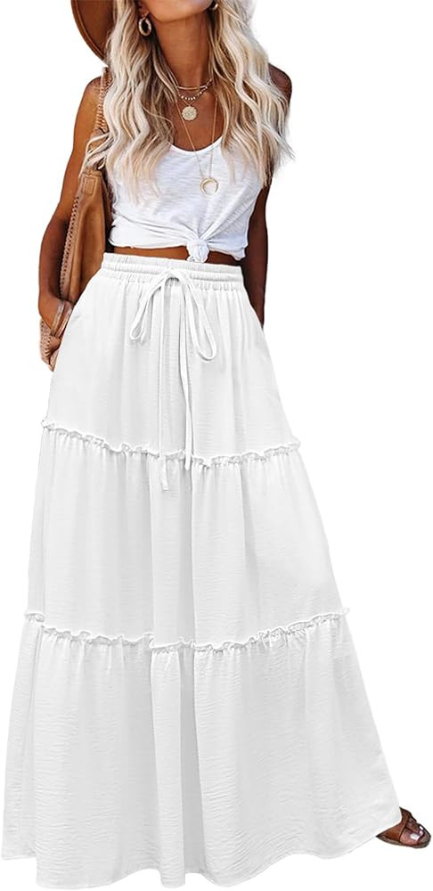 Zeagoo Womens Casual Maxi Skirts for Women 2025 High Waist Boho Skirts Floral Printed Long Flowy ... | Amazon (US)